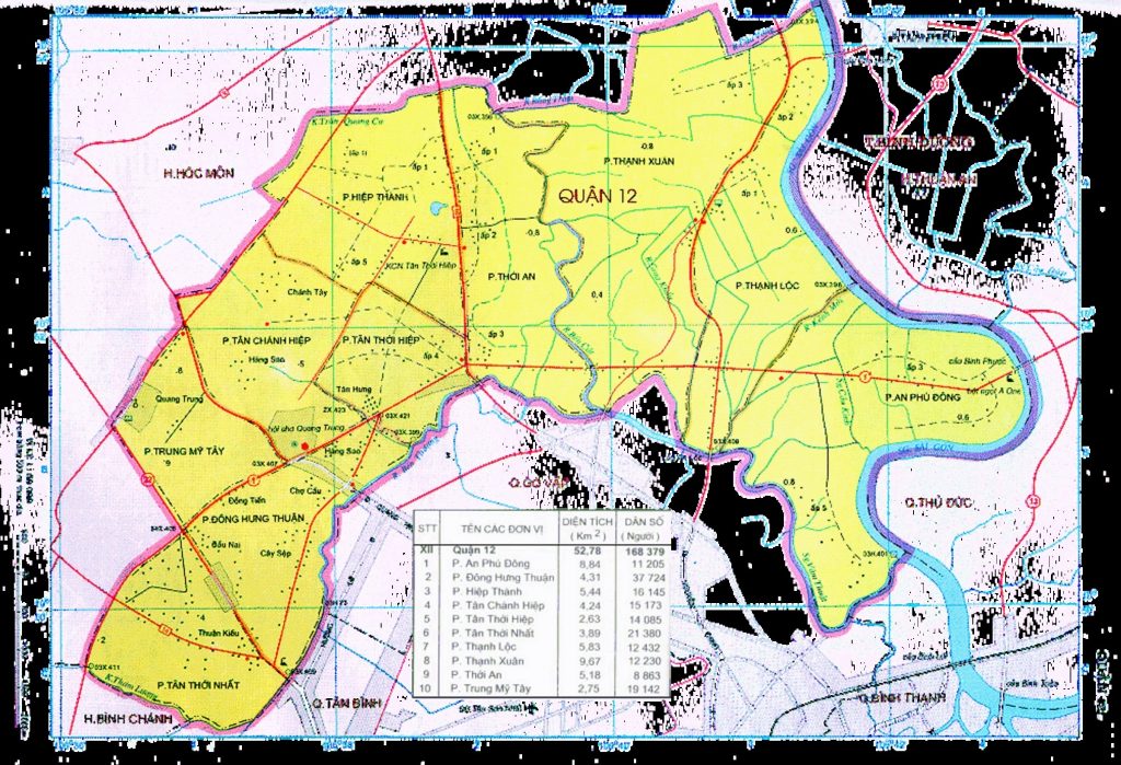 Bản đồ các phường quận 12